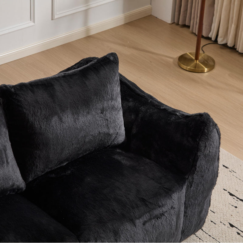 Giant Bean Bag Couch, Ultra Soft Fluffy Loveseat For Living Room Reading Chair With Pillows - Black