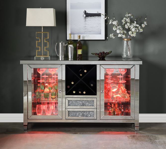 Noralie - Wine Cabinet - Mirrored & Faux Diamonds - 36"