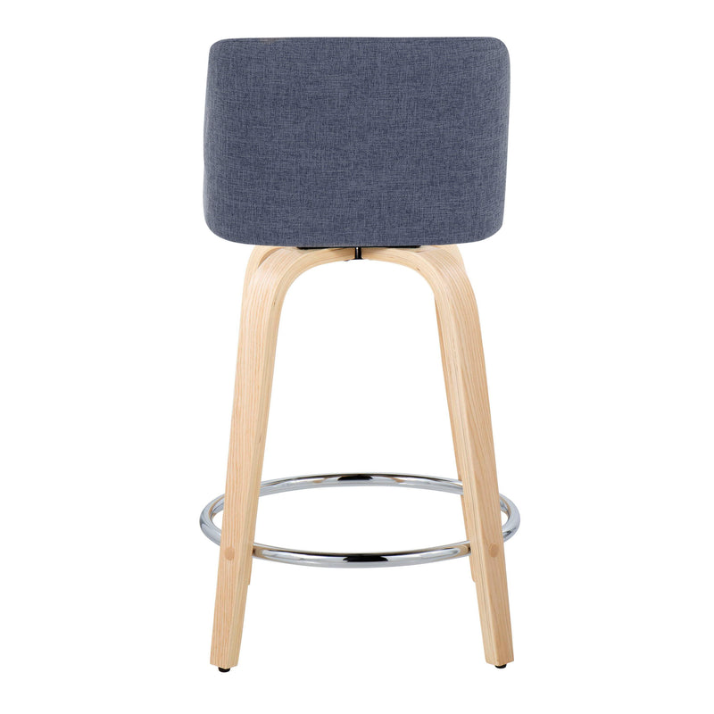 Toriano - Contemporary Fixed Height Counter Stool & Swivel And Round Footrest (Set of 2)