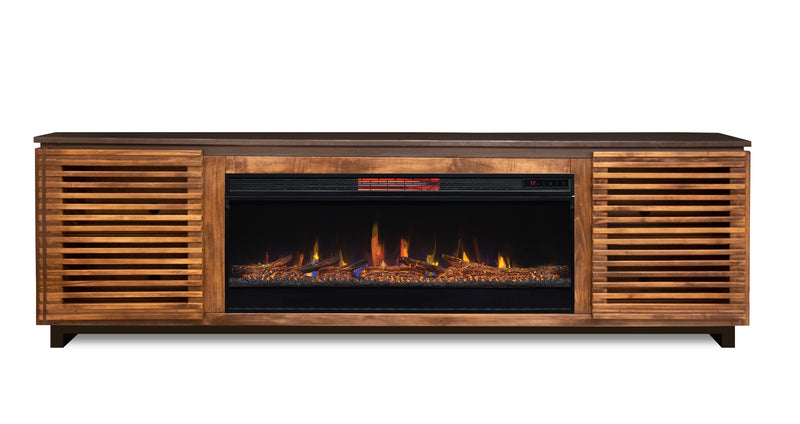 GracelAnd - 86" Fireplace Console - Black / Bourbon