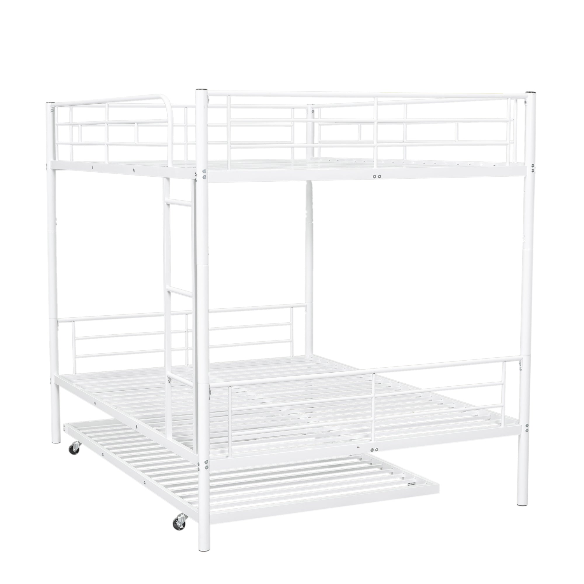 Full Over Full Metal Bunk Bed with Trundle, White - Atlantic Fine Furniture Melbourne FL