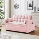 Modern Velvet Convertible Loveseat Futon Sofa With Pullout Bed, Reclining Backrest