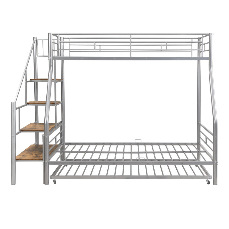 Metal Bunk Bed With Trundle And Storage Staircase