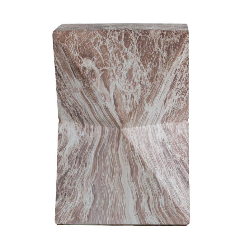 Round Outdoor Geometric End Table - Marble