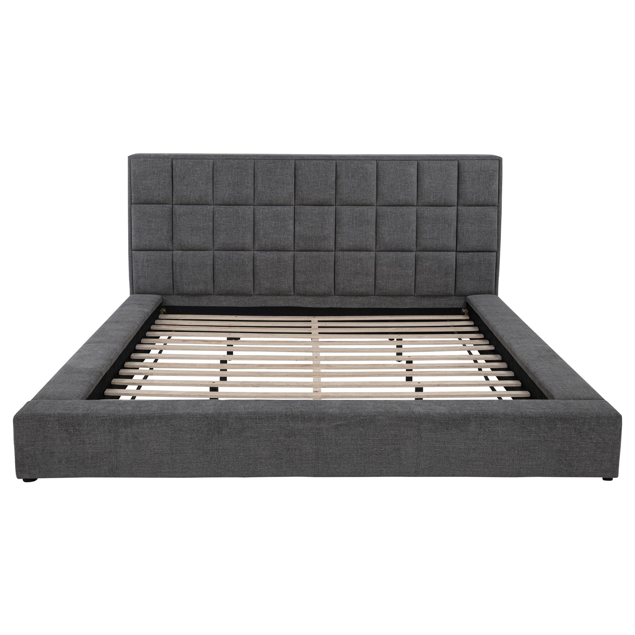 Dreux Upholstered Queen Panel Platform Bed Grey