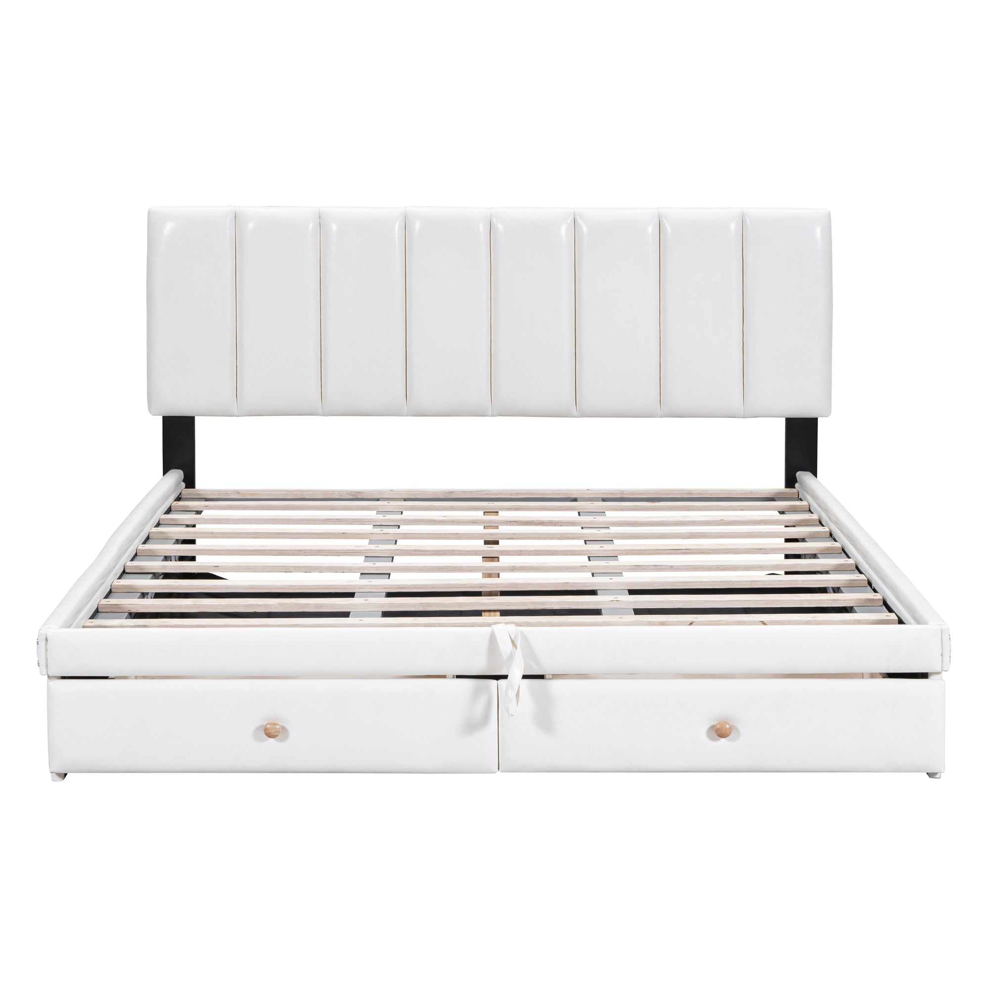 Queen Size Upholstered Bed with Hydraulic Storage System and Drawer, White - Atlantic Fine Furniture Melbourne FL