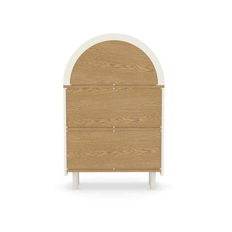 Arched Small Bookcase, Storage Cabinet, Bookshelf With 3 Shelves For Living Room - Oak / White