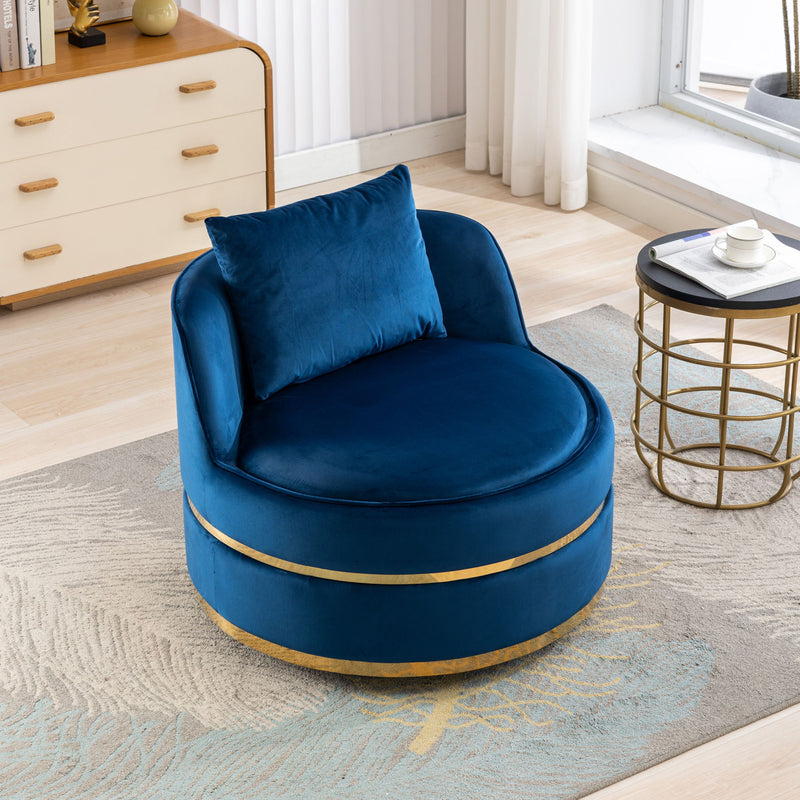 360° Swivel Accent Chair Velvet Modern Upholstered Barrel Chair Over-Sized Soft Chair With Seat Cushion For Living Room