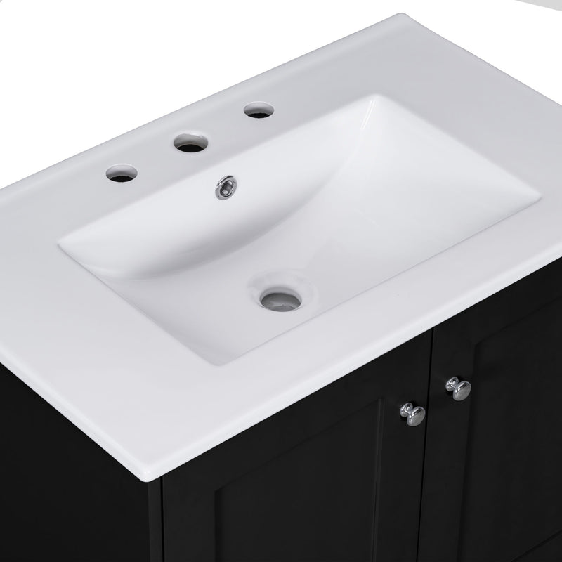 Bathroom Vanity Set With Ceramic Sink And Ample Storage Space Ideal For Small Bathrooms