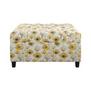 Floral Storage Ottoman With Traditional Design - Gold