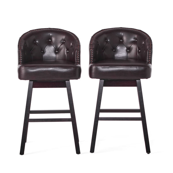 360 Degree Swivel Bar Stool With Stunning Nailhead Trim (Set of 2)