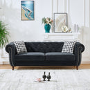 Chesterfield Velvet Upholstery Fabric Sofa With Roll Armrest & Nailhead, Mid Century Modern 3 And 3 Seater Couch
