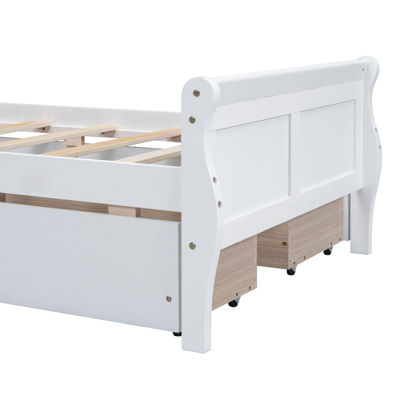 Platform Bed Frame Mattress Foundation Sleigh Bed With Headboard / Footboard / Wood Slat Suppor