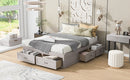 Queen Size Platform Bed with 6 Storage Drawers,Antique White