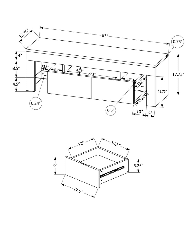 TV Stand, Console, Media Entertainment Center, Storage Cabinet, Glossy Contemporary & Modern - White