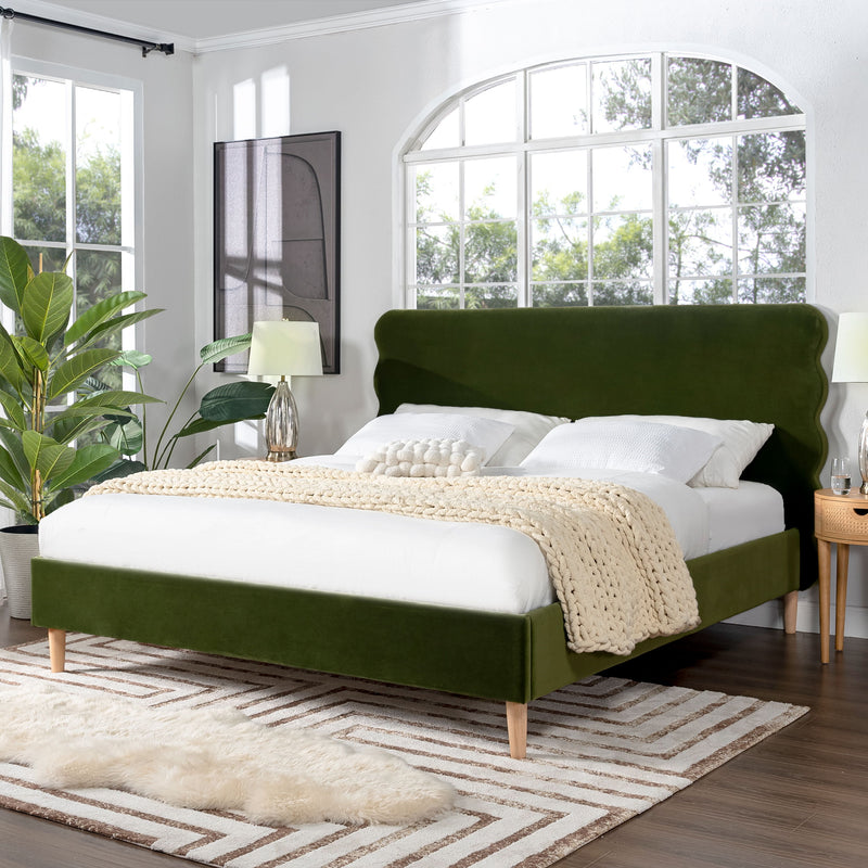 Stockholm - Modern Wavy Headboard Platform Bed