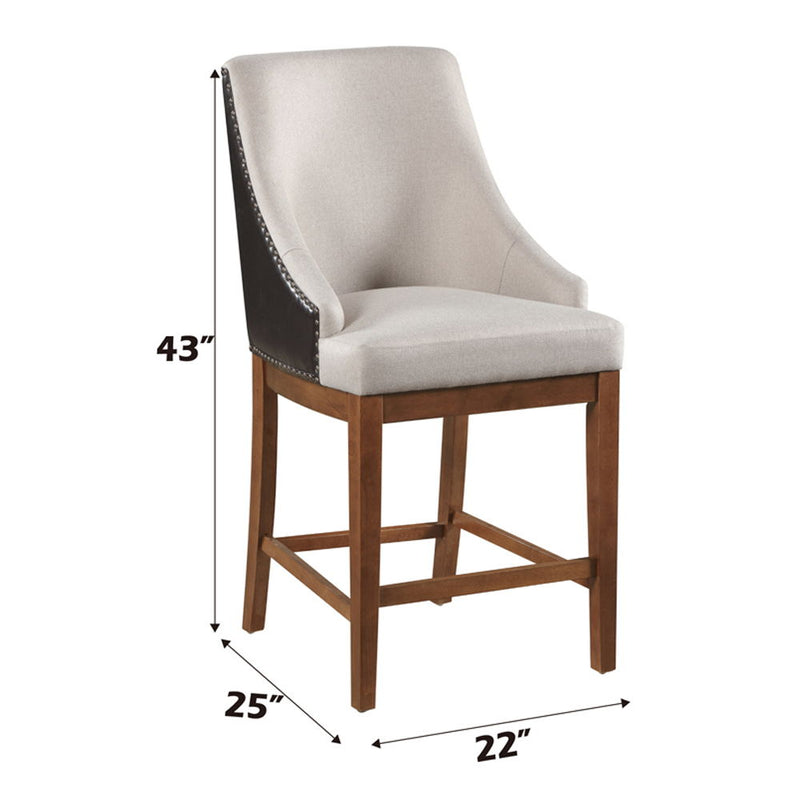 Gilsea - Counter Height Chair (Set of 2) - Fabric, Brown Synthetic Leather & Brown