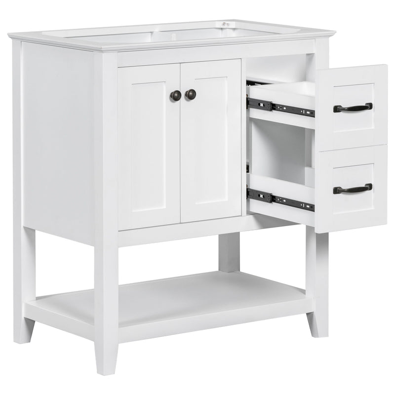 Bathroom Vanity Without Sink Top, Cabinet Base Only, Vanity With Multi-Functional Drawer - White