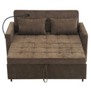 Pull-Out Sleeper Sofa With Reversible Backrest Cushion, Side Pockets, 2 USB Ports And A Phone Holder For Living Room