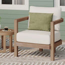 Outdoor Acacia Wood Patio Club Chair, Waterproof Thick Cushion, Deep Seating