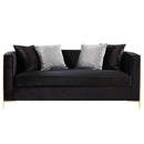 Fergal - Loveseat With 4 Pillows - Black Velvet & Gold