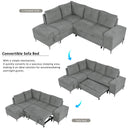 Versatile L Shaped Sofa Bed With Storage, Cup Holders, USB Ports Chenille