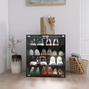 4 Layers Shoe Cabinet With Glass Door And Glass Layer Shoes Display Cabinet With LED Light Bluetooth Control - Black