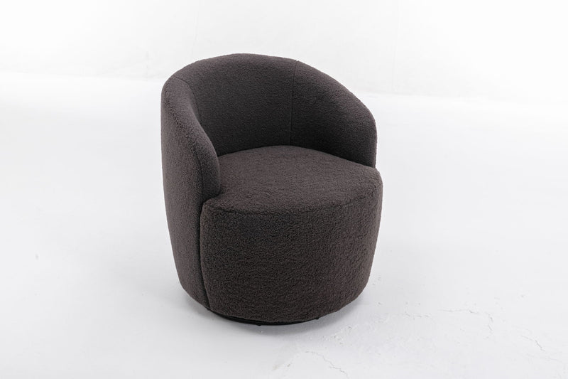 Teddy Fabric Swivel Accent Armchair Barrel Chair With Powder Coating Metal Ring