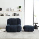 Modern Indoor Fluffy Bean Bag Chair With Memory Foam And Ottoman, Super Soft