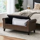 Hayes - Contemporary Armed Storage Bench With Button Tufting And Rolled Arms