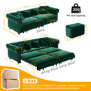 3 In 1 Convertible Sleeper Sofa Bed With Movable Ottoman