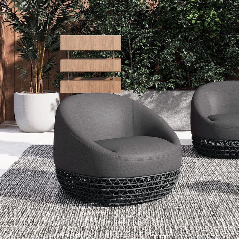 Willow - Upholstered Patio Deep Seating Armchair - Graphite Gray / Black