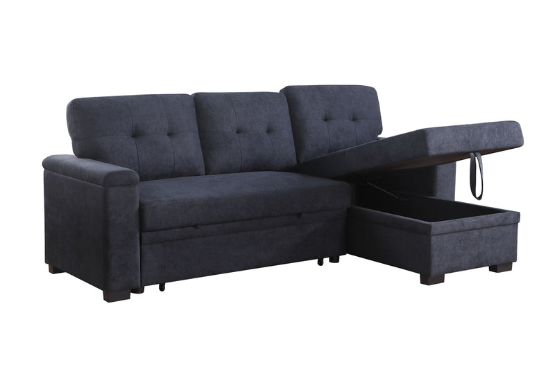 Lucca II - 84.5"W Reversible Sleeper Sectional Sofa with Storage Chaise