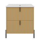 Fluted Bathroom Vanity With Ceramic Sink, Freestanding Design