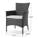 Dimensional Outdoor Dining Chair With Cushion Seat And Iron Frame (Set of 2)