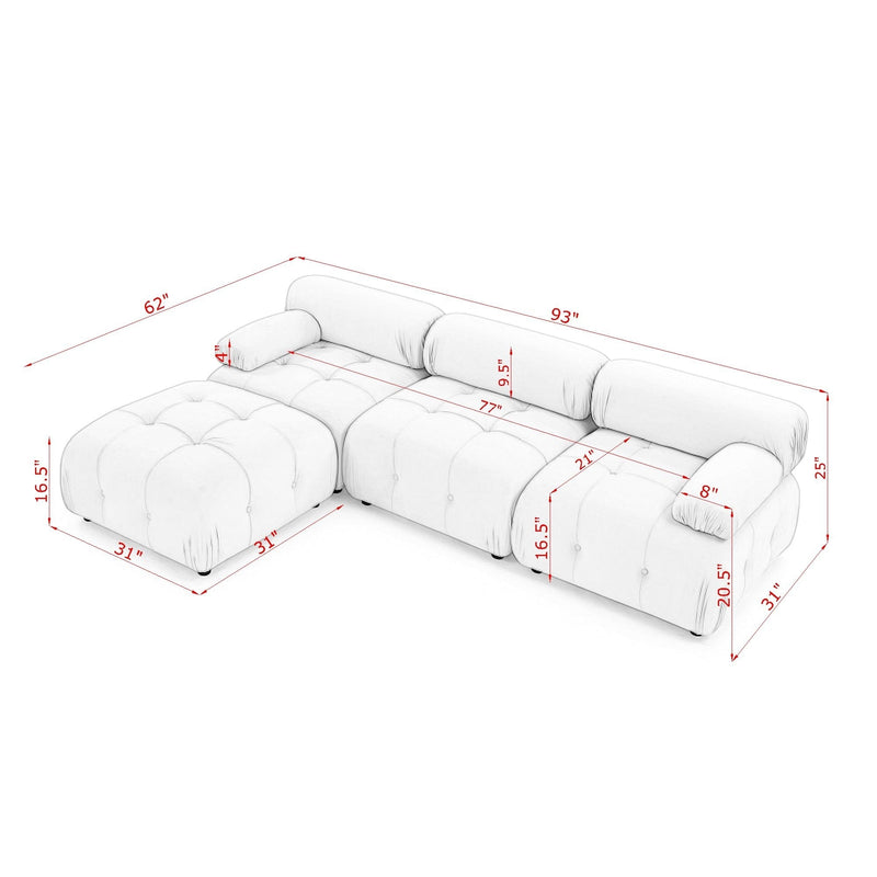 Modular Sectional Sofa, Button Tufted Designed and DIY Combination,L Shaped Couch with Reversible Ottoman, Navy Velvet