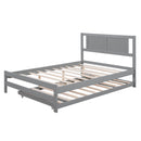 Full Size Platform Bed with Adjustable Trundle,Gray(Old SKU:SM000248AAE)