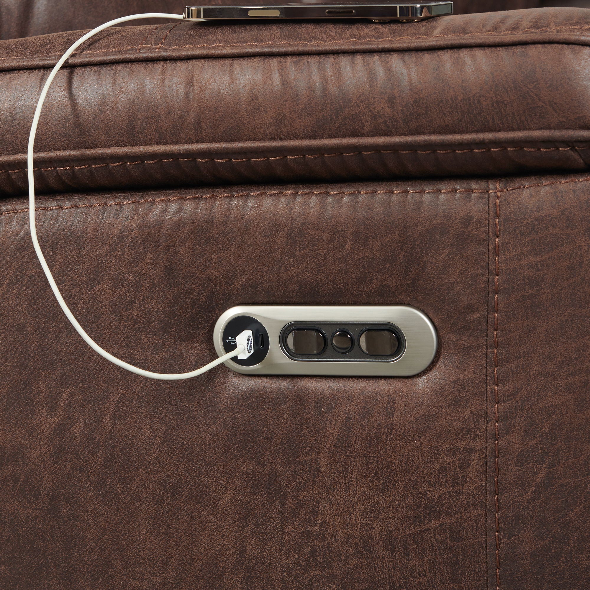 Atlantis - Power Motion Sofa With Power Motion Head Recliner - Heritage Brown