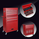 8 Drawer Rolling Tool Chest With 2 In 1 Detachable Top Box, Lockable Wheels