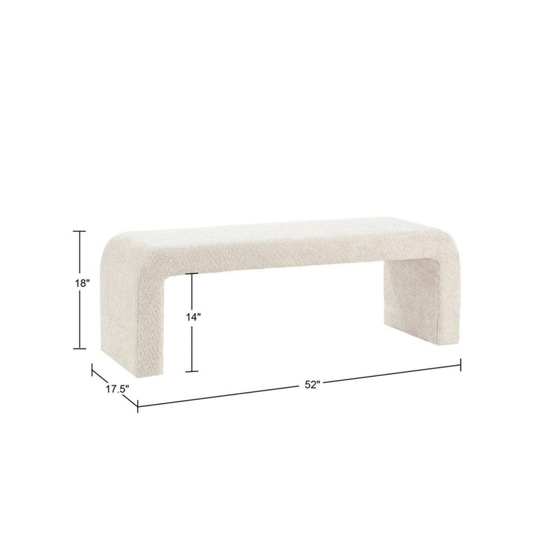 Modern Contemporary Boucle Waterfall Bench