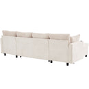 Sectional Sofa Bed With Pull Out Sleeper, USB Ports, Cup Holders