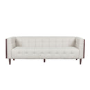 Contemporary Mid-Century Charm 3 Seater Sofa With Button Tufted Waffle Stitching