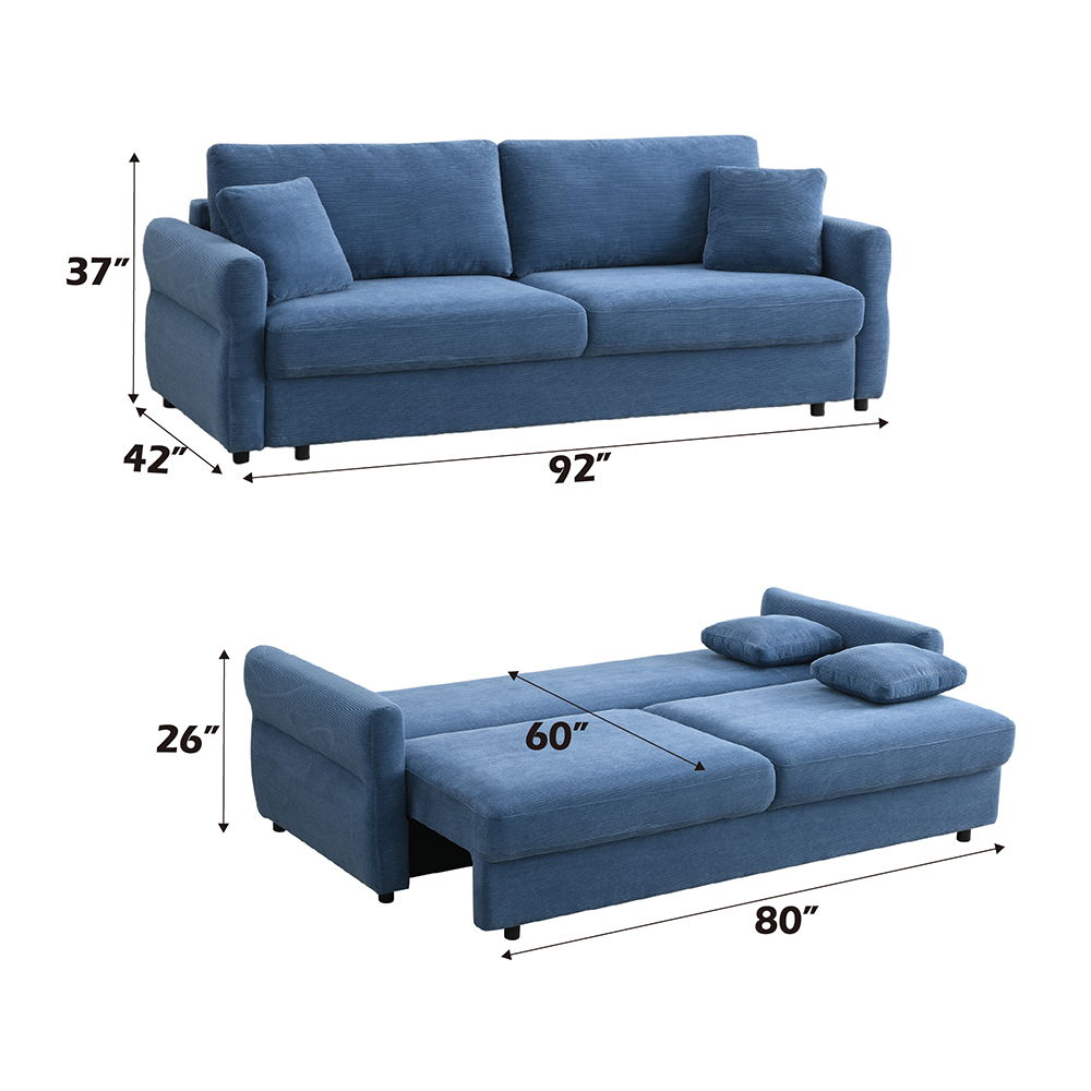 Haran - Sofa With Sleeper - Blue | Atlantic Fine Furniture Inc