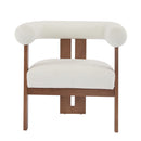 Modern Upholstered Round Arm Accent Chair With Velvet Upholstery