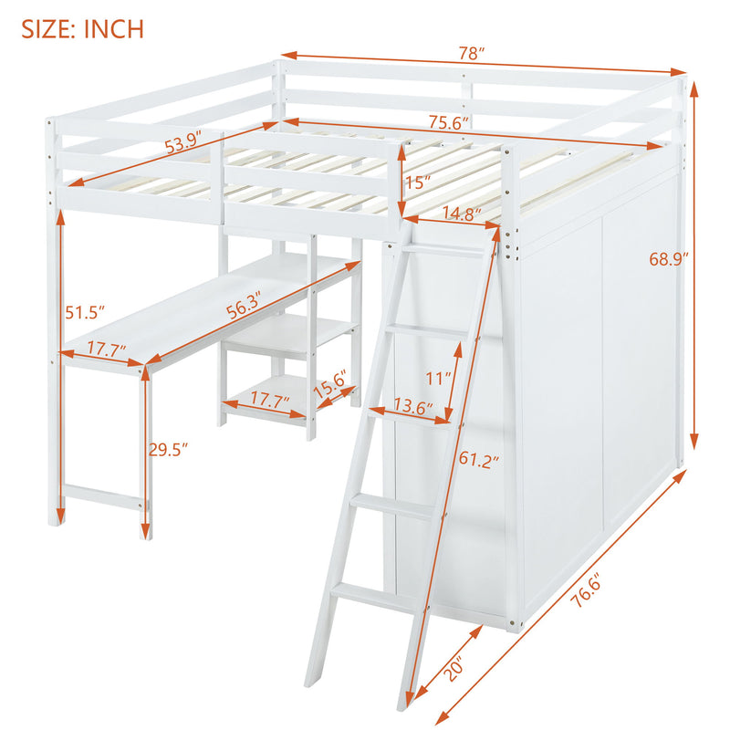 Loft Bed With Wardrobe And Desk And Shelves