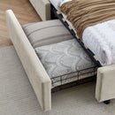 Modern Cushioned Bed Frame With Headboard And Drawers