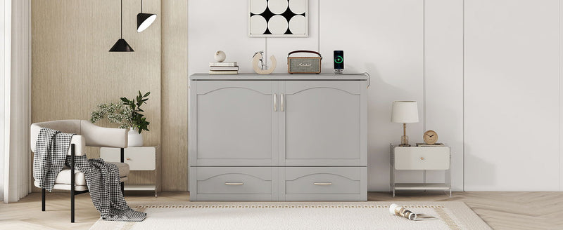 Murphy Wall Bed With Drawer And A Set Of Sockets & USB Ports, Pulley Structure Design