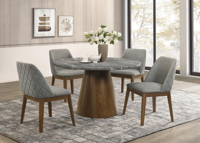 Franklin - 59" Round Dining Table - Gray And Dark Oak