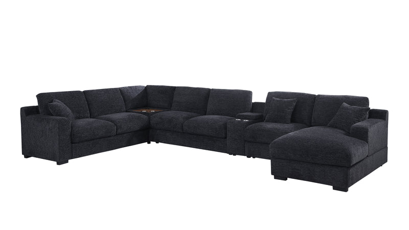 Celine - Chenille Fabric Corner Sectional Sofa With Right-Facing Chaise, Cupholders, And Charging Ports