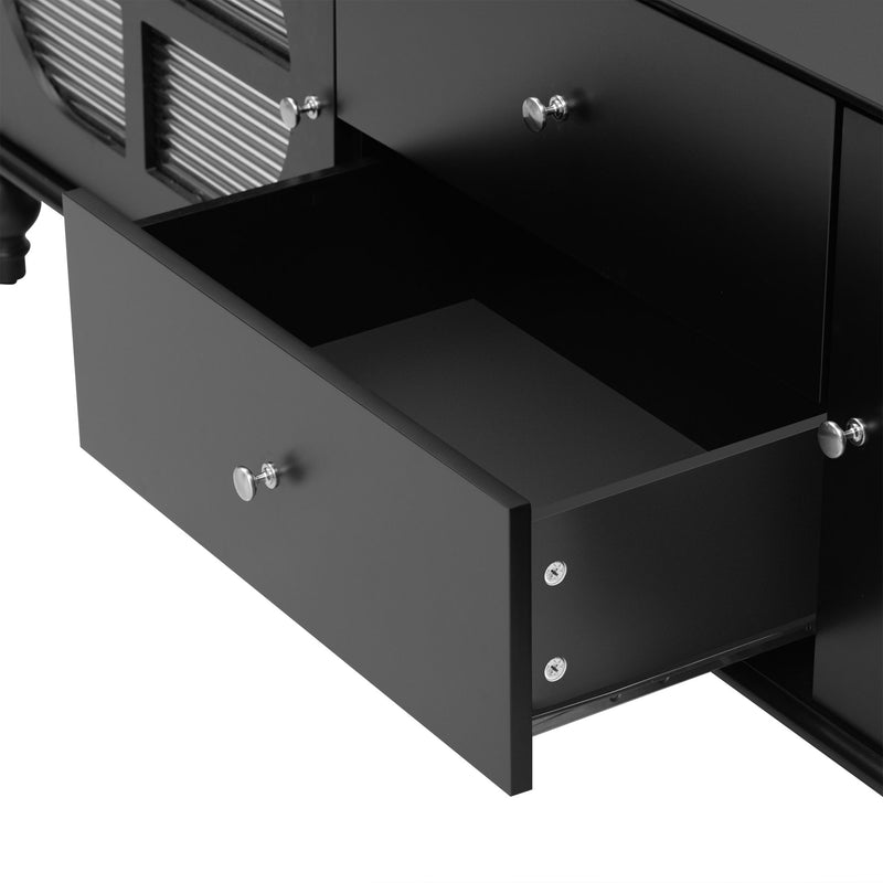 Modern TV Stand For TVs Up To 75" With Fluted Glass Doors
